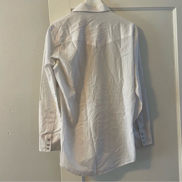 Vintage Ely Cattleman Fused Collar Western Shirt - White - Picture 2 of 8